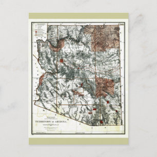 Altes Gebiet 1887 von Arizona-Karte Postkarte