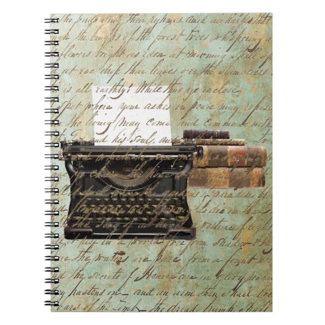 Altes Gedicht Vintager Schreibmaschine, das Junk J Notizblock (Vorderseite)