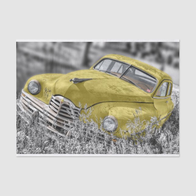 Altes gelbes Auto Seidenpapier (Vorderseite)