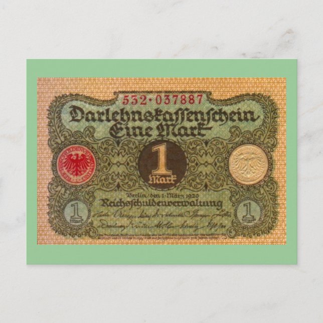 Altes Geld: 1 deutsches Mark Postkarte (Vorderseite)