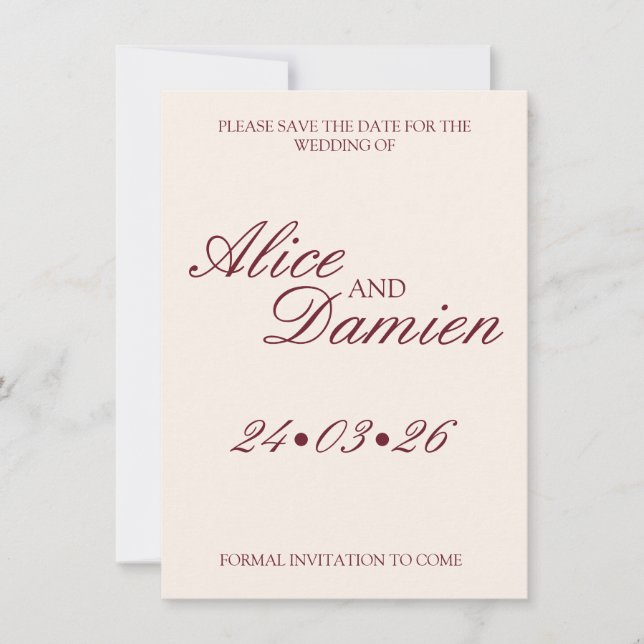 Altes Geld Elegant Save The Date (Vorderseite)