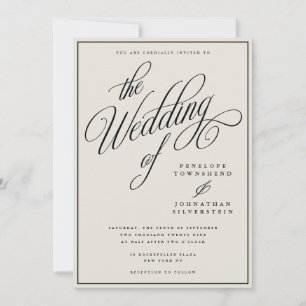 Altes Geld Elegantes Skript Elfenbein Hochzeit Einladung