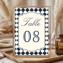 Altes Geld Elfenbein Navy Blau Kariertes Hochzeit