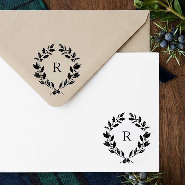 Altes Geld Erbe Holly Monogramm Wappen Permastempel (Monogrammed Holly Family Crest Stamp from the Old Money Heritage Collection by Darling & May)