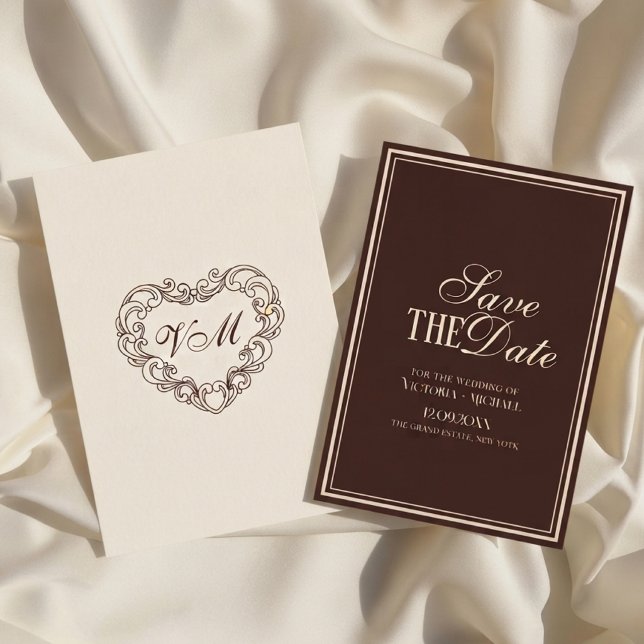 Altes Geld Espresso Braune Creme Fancy Hochzeit Save The Date (Von Creator hochgeladen)