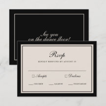 Altes Geld Hochzeit Klassische schwarze RSVP-Karte