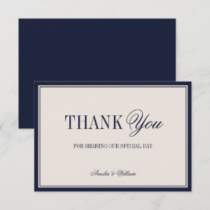 Altes Geld Klassisch Zeitloses Navy Blau Creme Hoc Dankeskarte