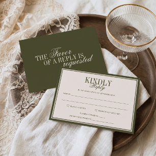 Altes Geld Klassische Zeitlose Olivgrüne Hochzeit RSVP Karte
