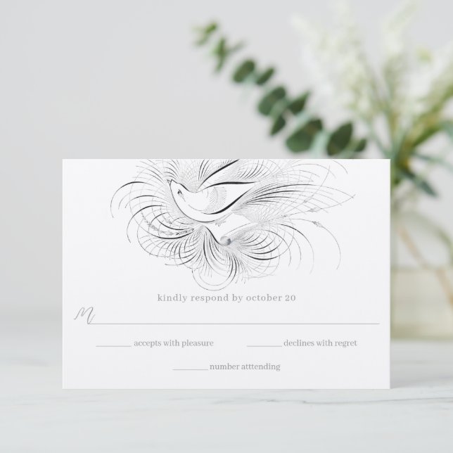 ALTES GELD, LIEBE VÖGEL, RSVP KARTE (Stehend Vorderseite)