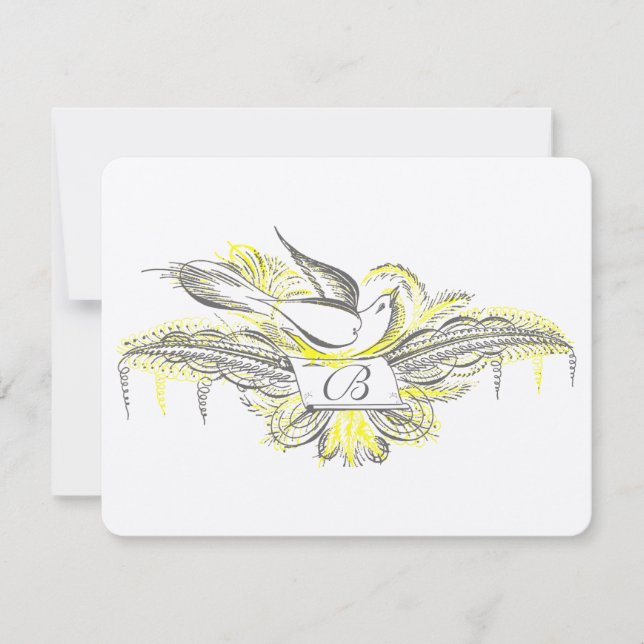 ALTES GELD, LIEBE VÖGEL, RSVP KARTE (Vorderseite)