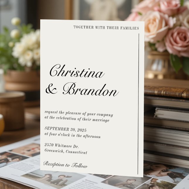 Altes Geld Minimalistische Ecru White Wedding Einl Einladung (Old Money Minimalist Ecru White Wedding Invitation
)