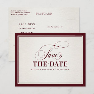 Altes Geld Modernes Burgund Luxus Save the Date Postkarte