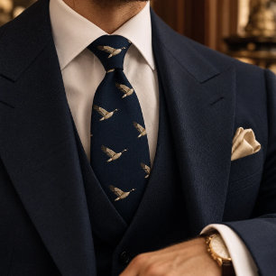 Altes Geld Navy Herringbone Flying Wild Goose Krawatte