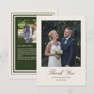Altes Geld Olivgrün Elegante Hochzeit Dankeskarte