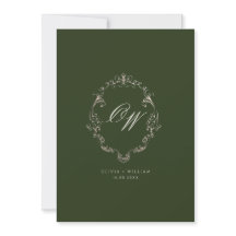 Altes Geld Olivgrün Elegantes Monogramm Hochzeit