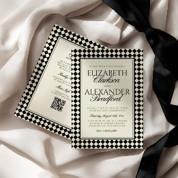 Altes Geld Retro Diamant Karo Hochzeit Einladung