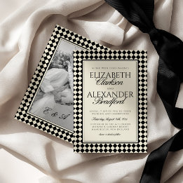 Altes Geld Retro Diamant Karo Hochzeit Einladung
