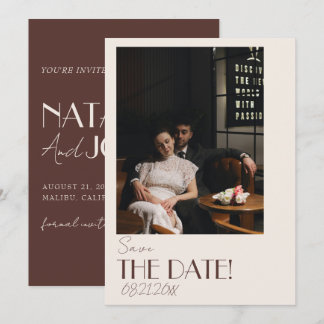 Altes Geld Schokoladenbraun Retro-Foto Hochzeit Save The Date