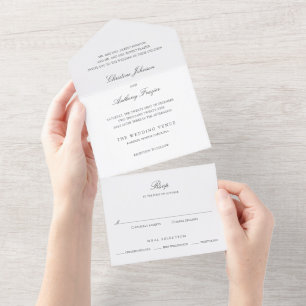 Altes Geld Schwarz-Weiß Klassische Hochzeit All In One Einladung