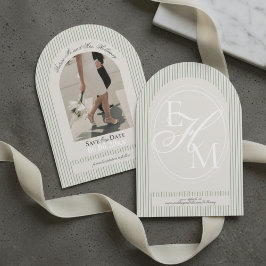 Altes Geld Script Green Strip Foto Save the Date Einladung