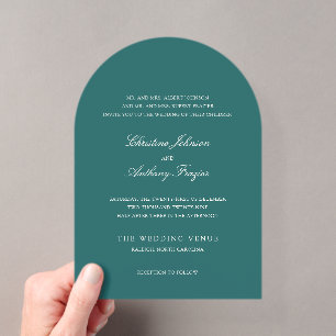 Altes Geld Teal Klassische Hochzeit Acryleinladungen