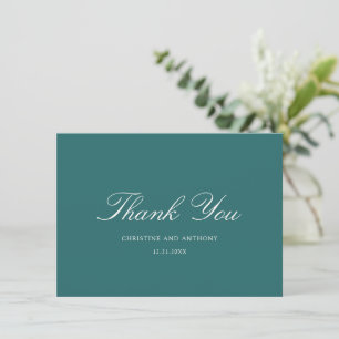 Altes Geld Teal Klassische Hochzeit Dankeskarte