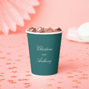 Altes Geld Teal Klassische Hochzeit Pappbecher