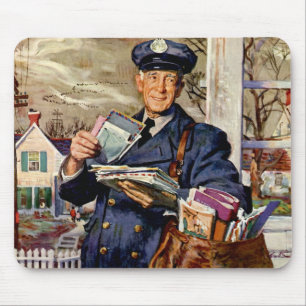 Altes Geschäft, Briefträger liefert Post Briefe Mousepad