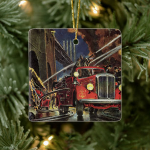 Altes Geschäft, Feuerwehrmänner Feuerwehr Feuerweh Keramikornament