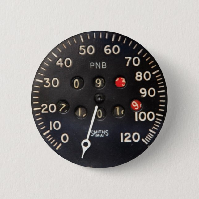 Altes Geschwindigkeitsmessermessgerät von einem Button (Vorderseite)
