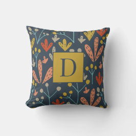 Altes Gold Floral Muster Modernes Monogramm Kissen
