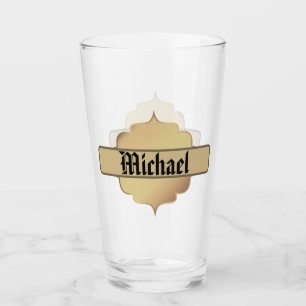 Altes Gold-Label mit Monogramm Glas