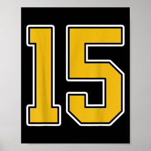 Altes Gold Schwarz Weiß Sport Nummer 15 Trikot Uni Poster