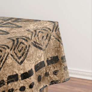 Altes Gold und schwarzes Stammes- ethnisches Tischdecke
