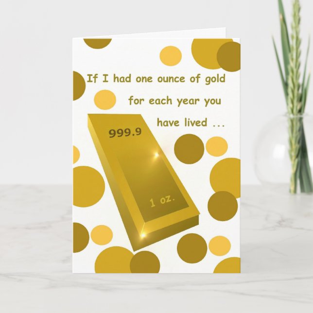 Altes Gold zum Geburtstag, Spaß Karte (Vorderseite)