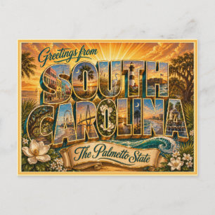 Altes Grußwort aus South Carolina von einer Postka Postkarte