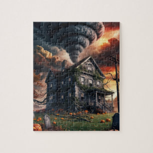 Altes Halloween-Haus und Tornado