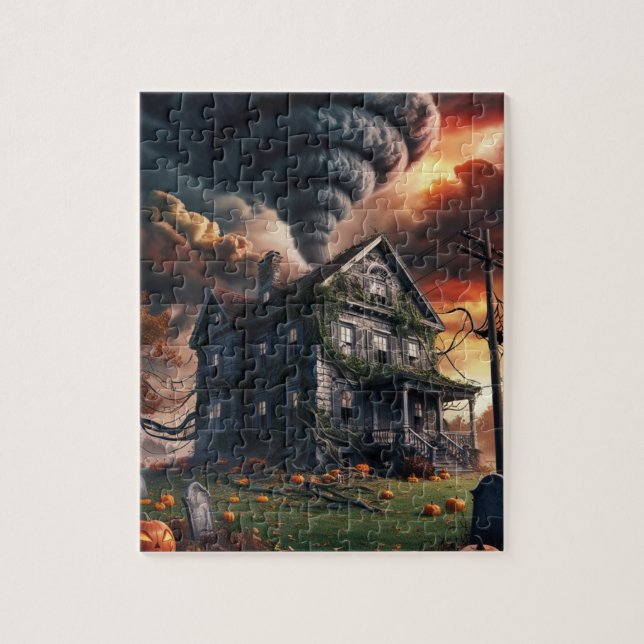 Altes Halloween-Haus und Tornado (Vertikal)