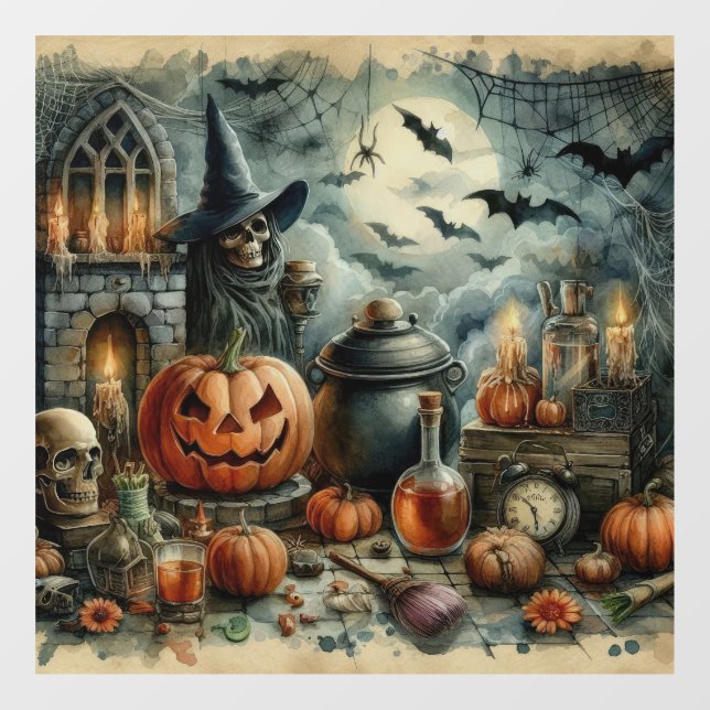 Altes Halloween-Kunstfenster Fensteraufkleber (Blatt)