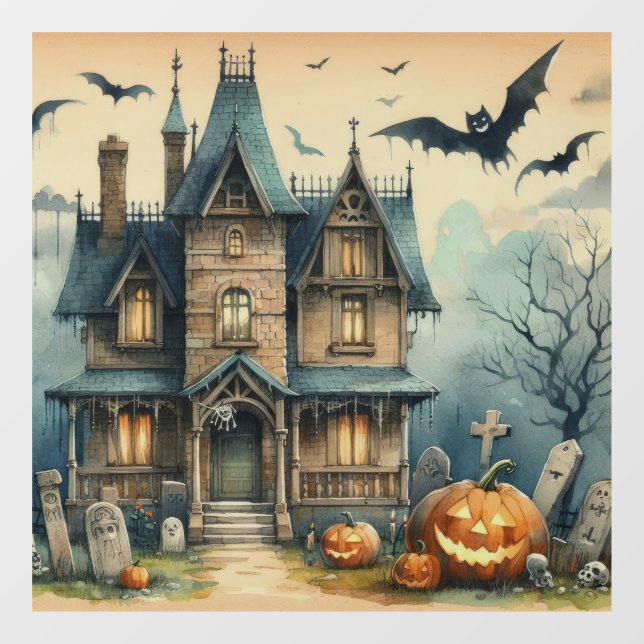Altes Halloween-Kunstfenster Fensteraufkleber (Blatt)
