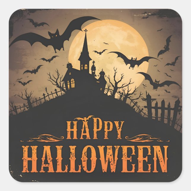 Altes Halloween Quadratischer Aufkleber (Vorderseite)
