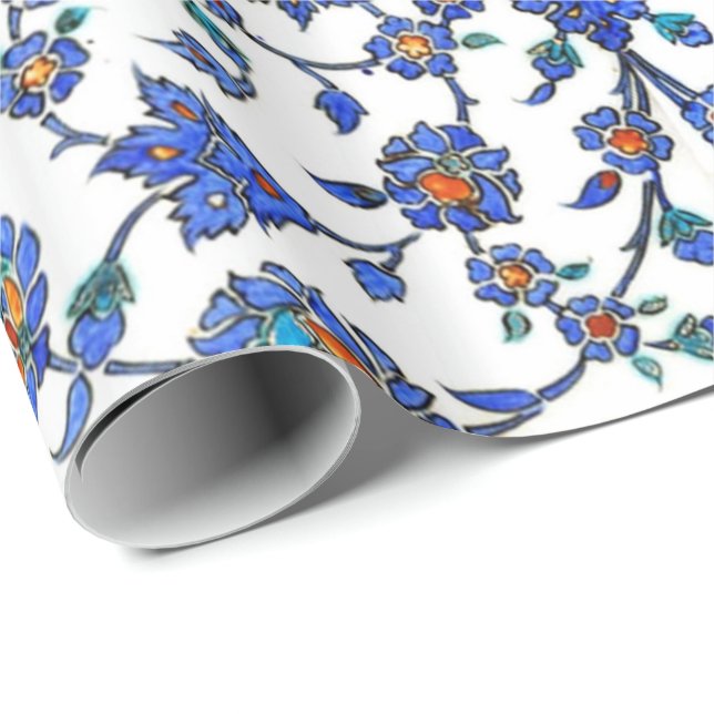 Altes handgemachtes blaues türkisches geschenkpapier (Rolleneckpunkt)