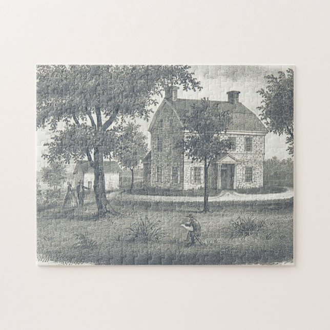 Altes Haus, Bäume, Rasen-Puzzle (Horizontal)