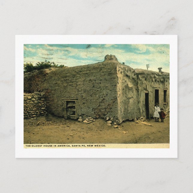 Altes Haus in Amerika, Santa Fe New Mexico Postkarte (Vorderseite)