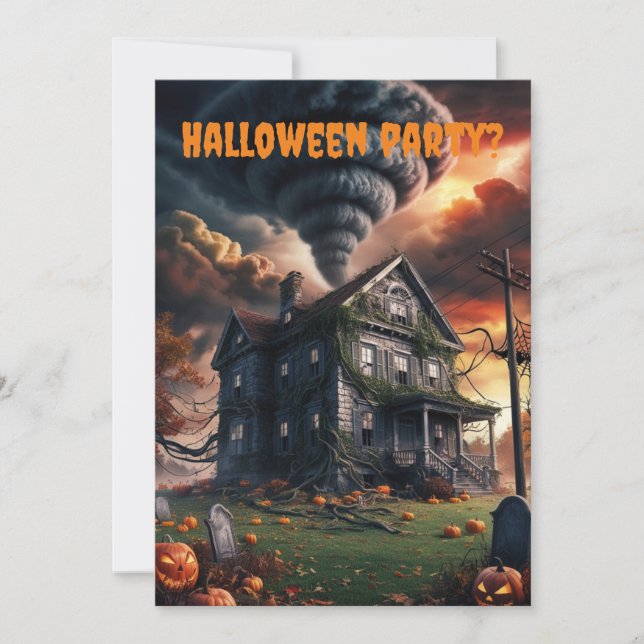 altes Haus in tornado halloween Einladung (Vorderseite)