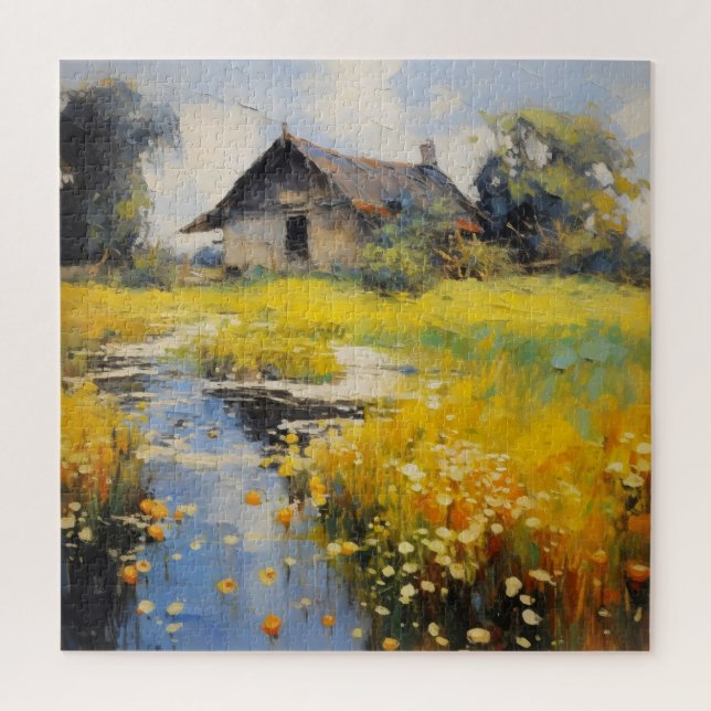 Altes Haus Landschaft Impressionismus (Vertikal)