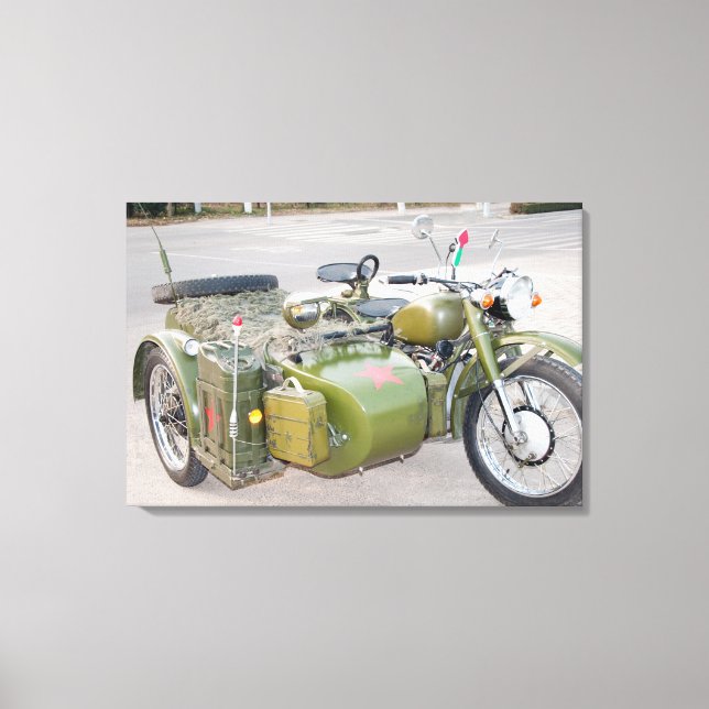 Altes Heeresmotorrad 750B-2 mit Beiwagen Leinwanddruck (Vorderseite)
