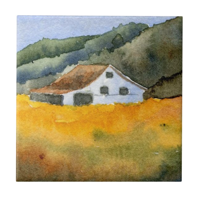 Altes Heufeld Herbstlandschaft Fliese (Vorderseite)