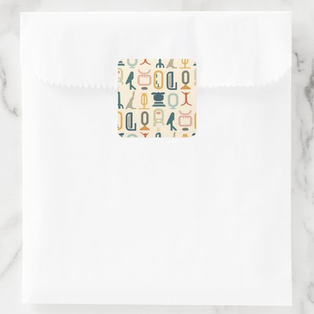 Altes Hieroglyphisches Premium-Stickermuster Quadratischer Aufkleber (Tasche)