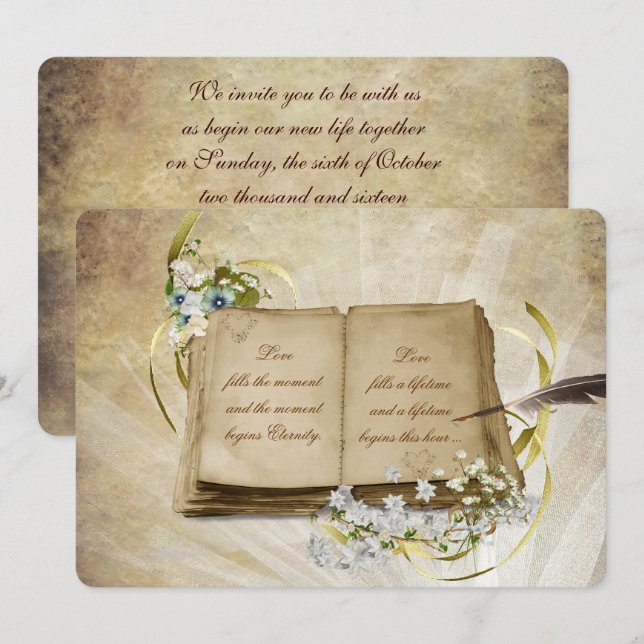 Altes Hochzeitsalbum Einladung (Vorne/Hinten)
